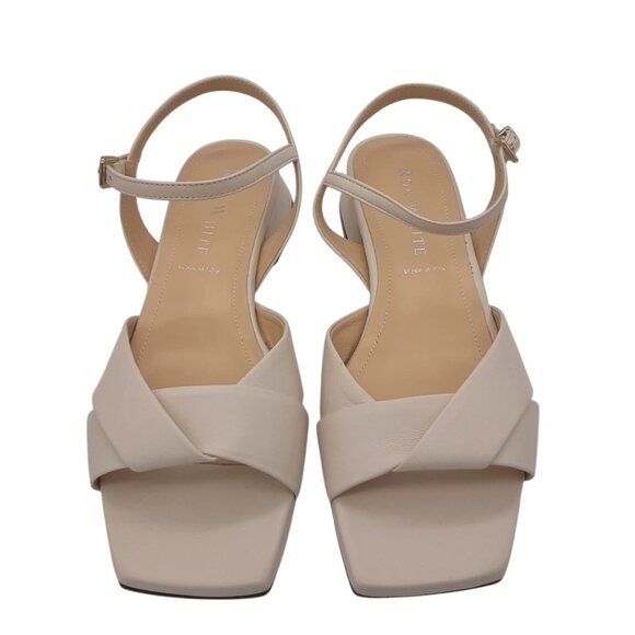 Ron White Brenna Ivory Nappa Leather Strappy Low Heel Sandals SZ 37.5 - Picture 5 of 13